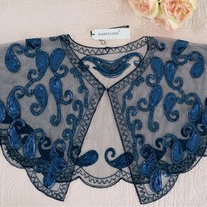 Navy Blue sequin cape by Babeyond NWT